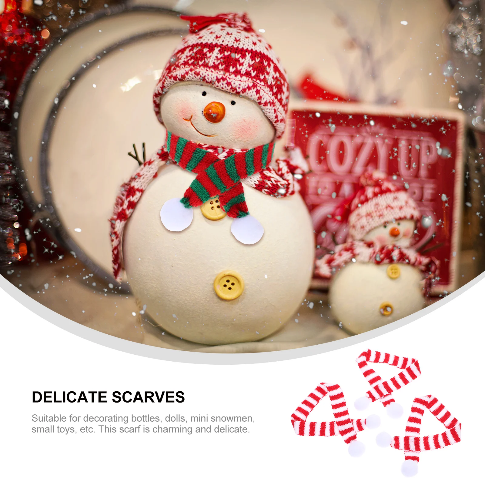 

3pcs Christmas Mini Knitting Fabric Stuffed Bottle Decorations Party Supplies Xmas Snowman Costume Bear Scarves Carnival Theme