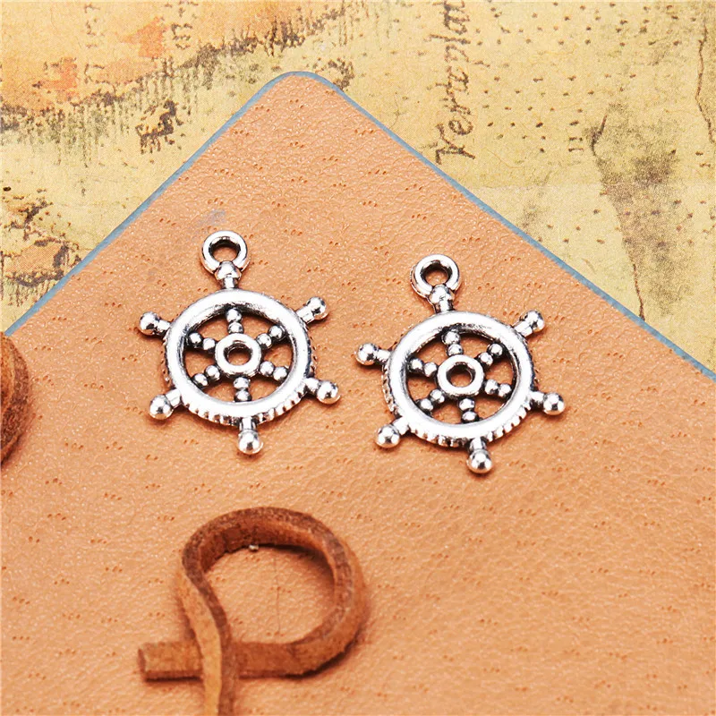 20Pcs/Lot Charms Ships Wheel Helm Rudder 20x15mm Tibetan Silver Color Pendants Antique Jewelry Making DIY Handmade Craft