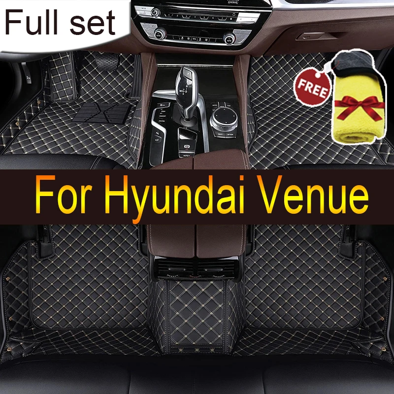 Car Floor Mats For Hyundai Venue QX 2020 2021 2022 Luxury Mat Protective Pad Leather Rugs Anti Dirty Carpets Car Accessories