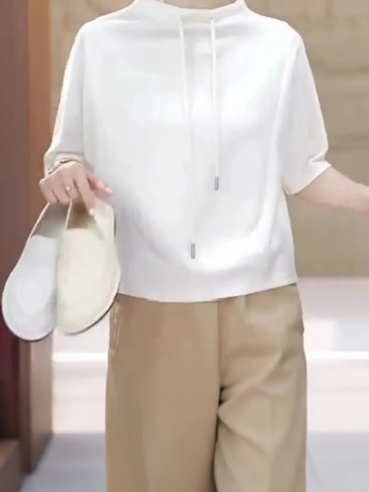 

Модный женский свитшот с коротким рукавом, приталенный, летний, новинка, универсальный, омолаживающий, трендовый