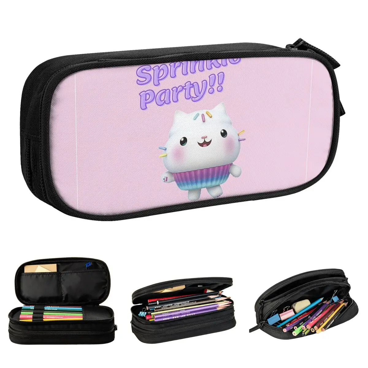 Gabbys Dollhouse Cakey Cat Pencil Cases Cute Cute Kids Pen Bags Kids Large Storage School Supplies Cosmetic Pencilcases