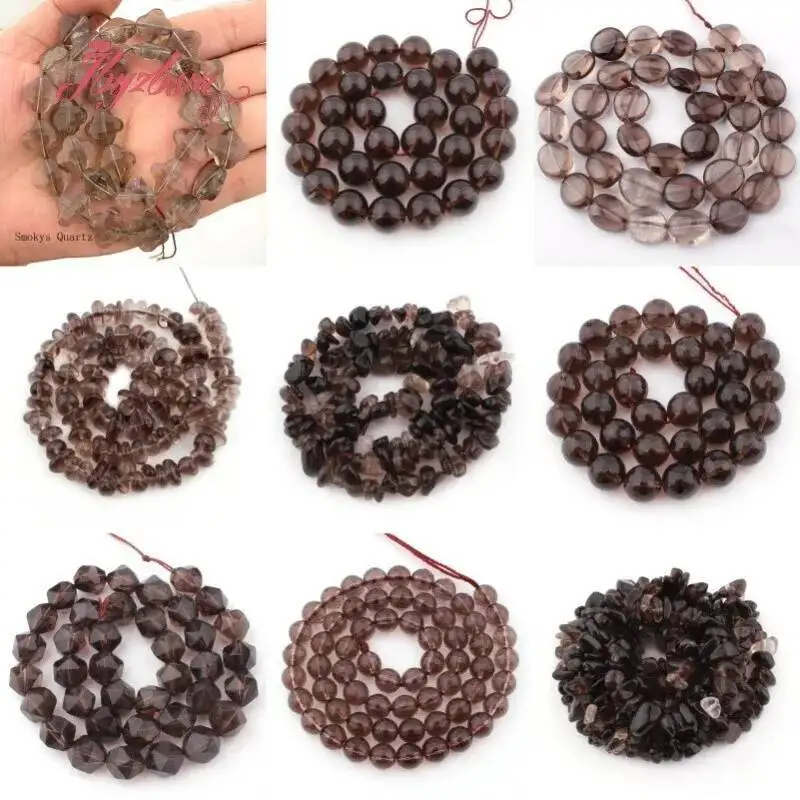 Natural Smokys Quartz Stone Beads For Necklace Bracelat Jewelry Making Spacer Strand 15 Inches DIY Loose Beads 6mm/8mm/3x5-4x6mm