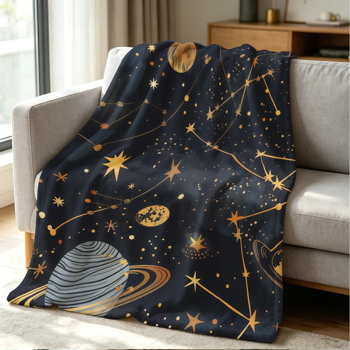 Cosmic Orbit Blanket Soft Cozy Throw for Sofa Bed Festive Holiday Decor Gift for Kids and Adults,Lightweight and Warm