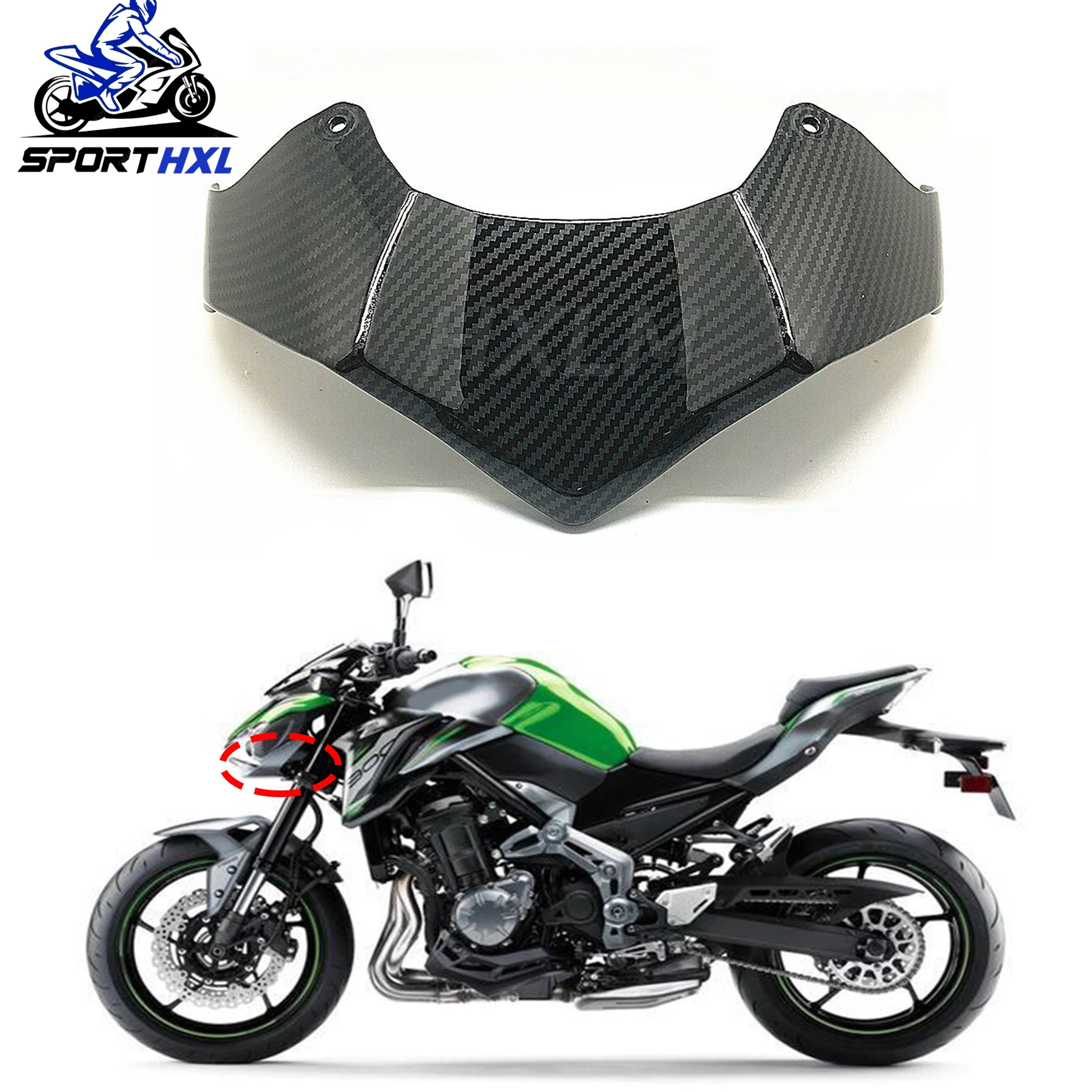 

Motorcycle Upper Lower Headlight Cover Front Beak Nose Cone Extension Fairing Winglets For Kawasaki Z900 Z 900 2017 2018 2019