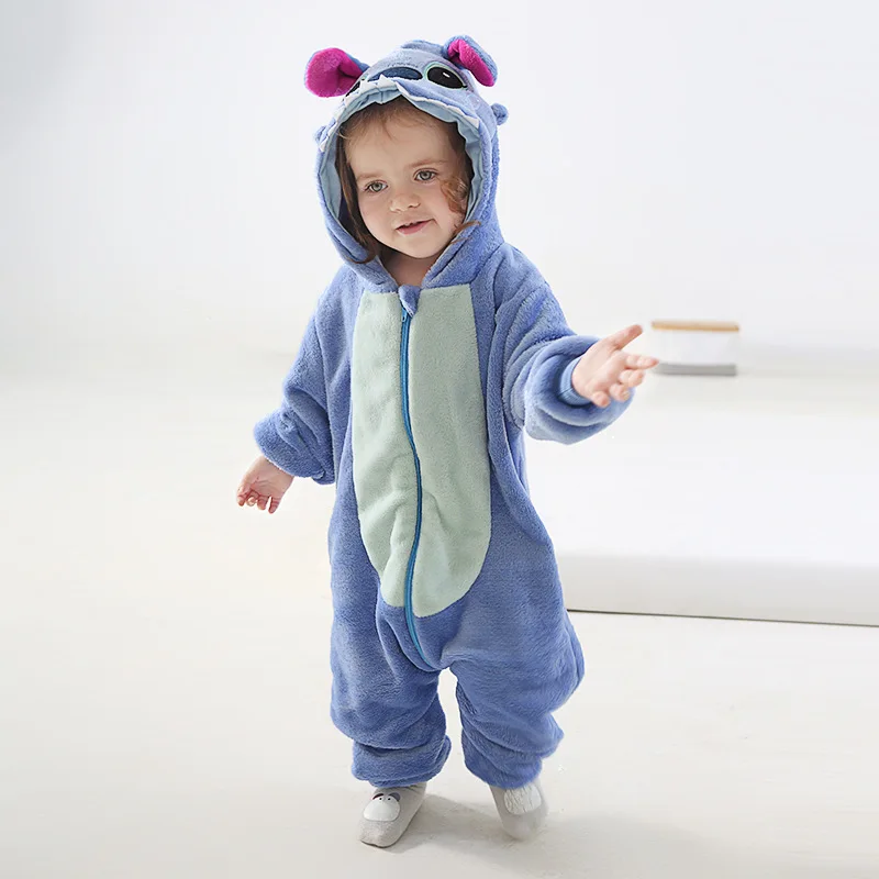 Stitch pakaian Jumpsuit anak-anak Disney baju monyet lucu Lilo & Stitch Anak laki-laki perempuan setelan olahraga kartun kostum Cosplay Stitch hadiah