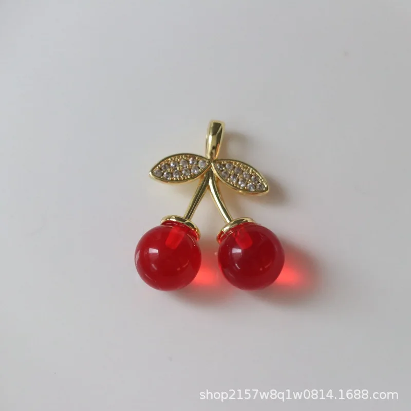 10Pcs/Fashion Red Cherry Pendant Necklace Accessories for Women Girls Party Festival Jewelry Decoration