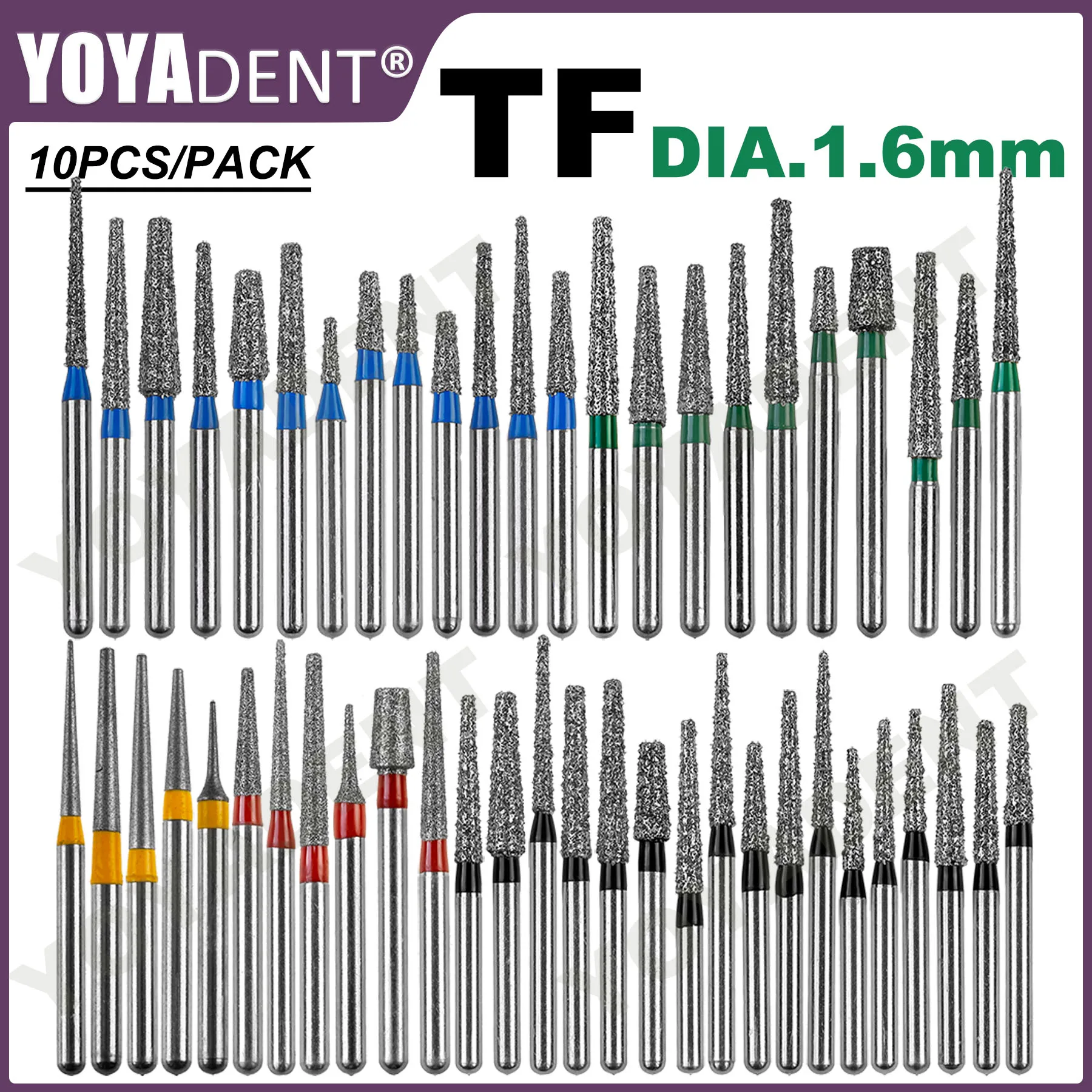 TF Type Dental Diamond Burs Dentistry Drills Dental Burs for High Speed Handpiece Dentist Tools Dia.1.6mm10pcs/Pack