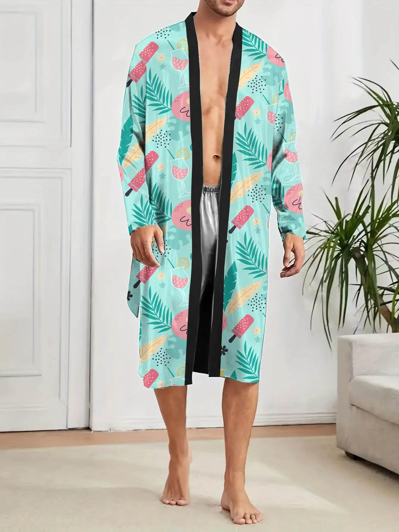 1pcs Men's Robes 2026 Spring/Summer Breathable Sleepwear Graphic Funny pajamas 3D Printed robe bath robe Bathrobe men