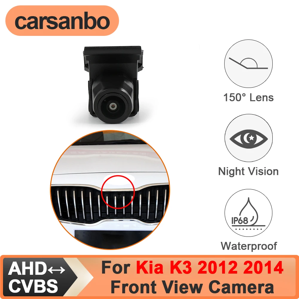 Cámara de Visión Delantera para Automóvil Carsanbo Compatible con Kia K3 2012 2014, CCD AHD 150 °   Cámara Frontal Impermeable con Lente Ojo de Pez de Gran Angular y Visión Nocturna