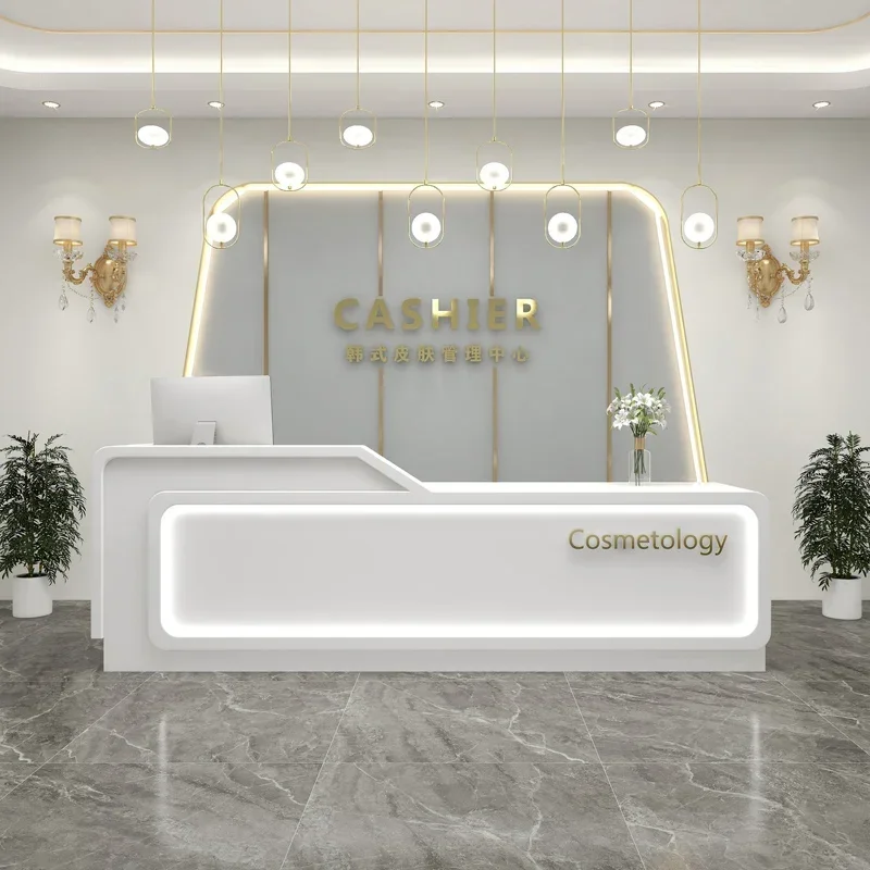 Modern Nordic Reception Desks Stylish Light Office Front Reception Desks Beauty Salon Mostrador Negocio Commercial Furniture