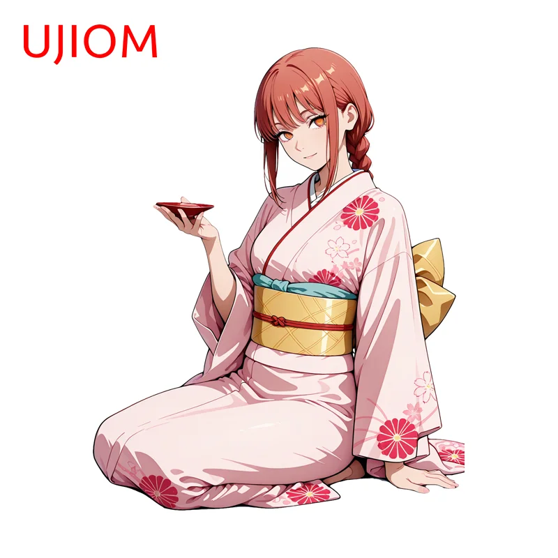 UJIOM Japanese Kimono Makima Seductive Waifu Wall Sticker Premium Design Versatile Waterproof Adhesive Decal Art DIY Home Decor