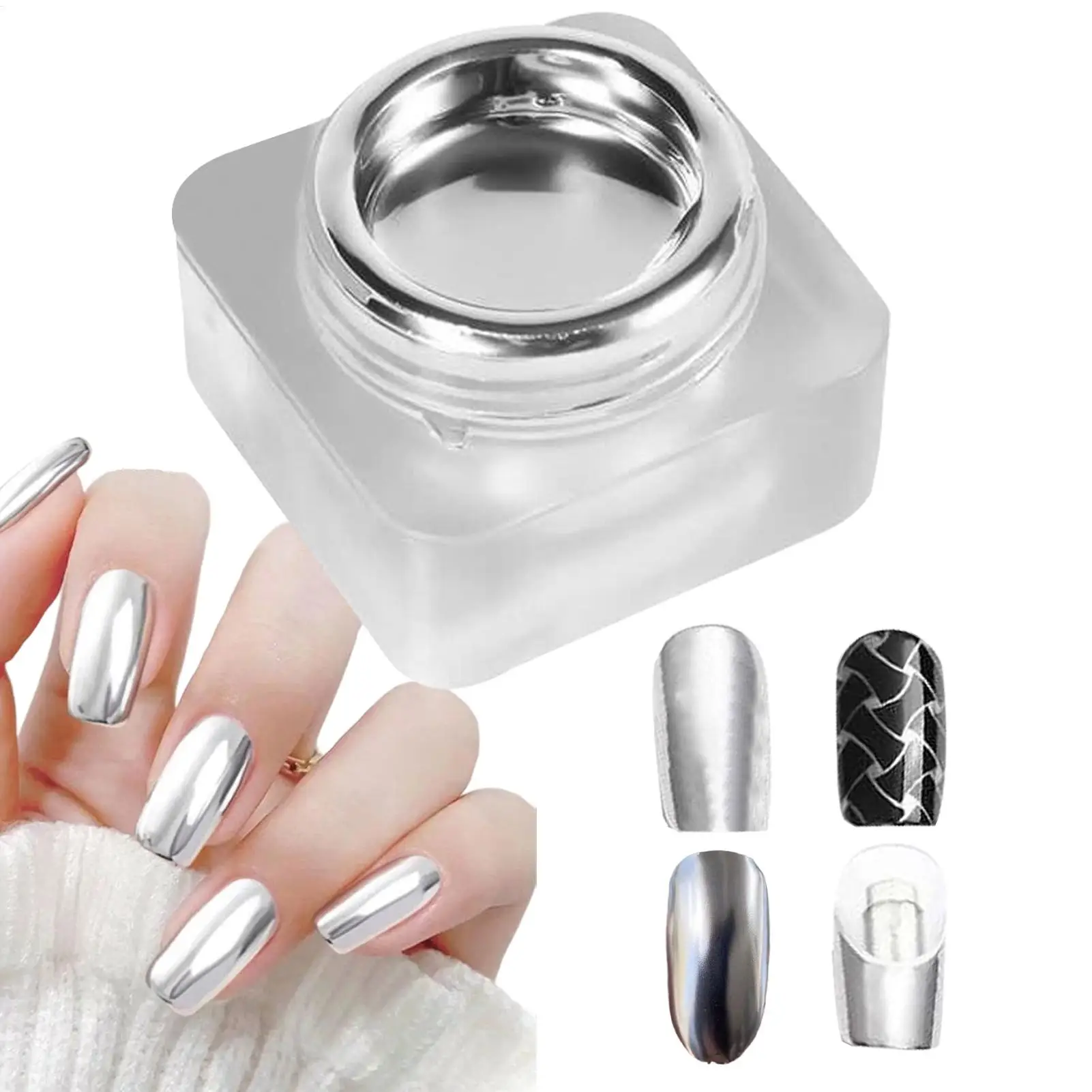 Metallmalerei-Gel, Spiegel, Metall-Gel-Nagellack mit silberner, roségoldener Malerei, Zeichnung, einfach aufzutragendes, langlebiges Nagelgel