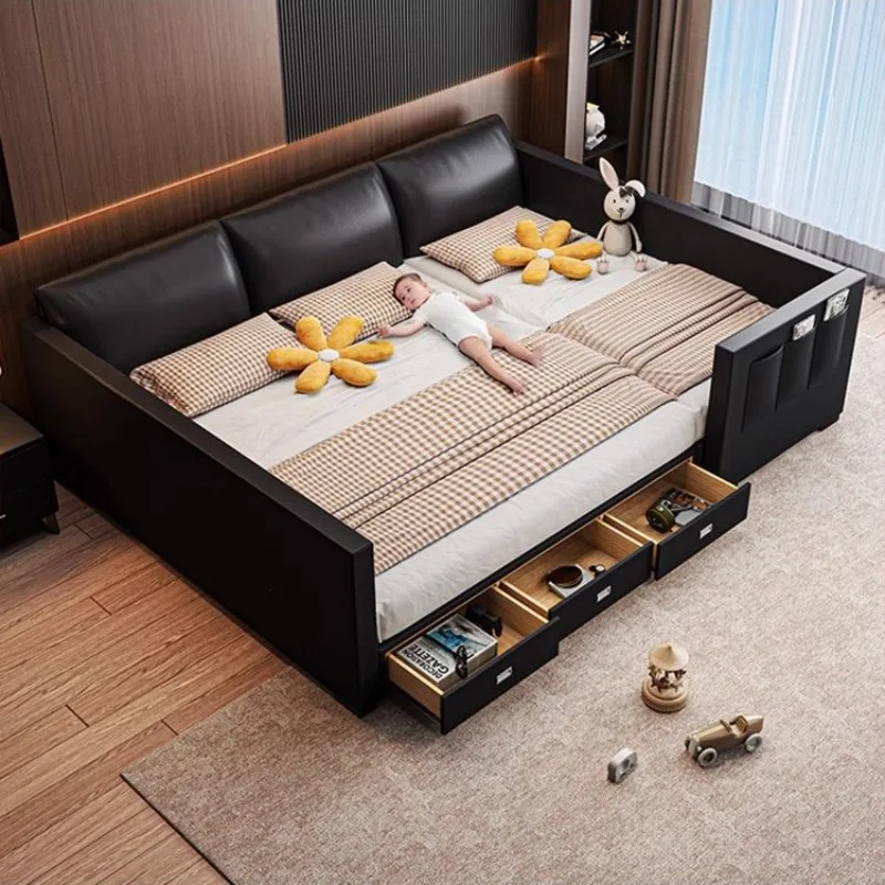 

Storage Luxury King Size Bed Frames Nordic 2 People Family Children Sleeping Bed Headboard Upholstered Home Bedroom Furniture