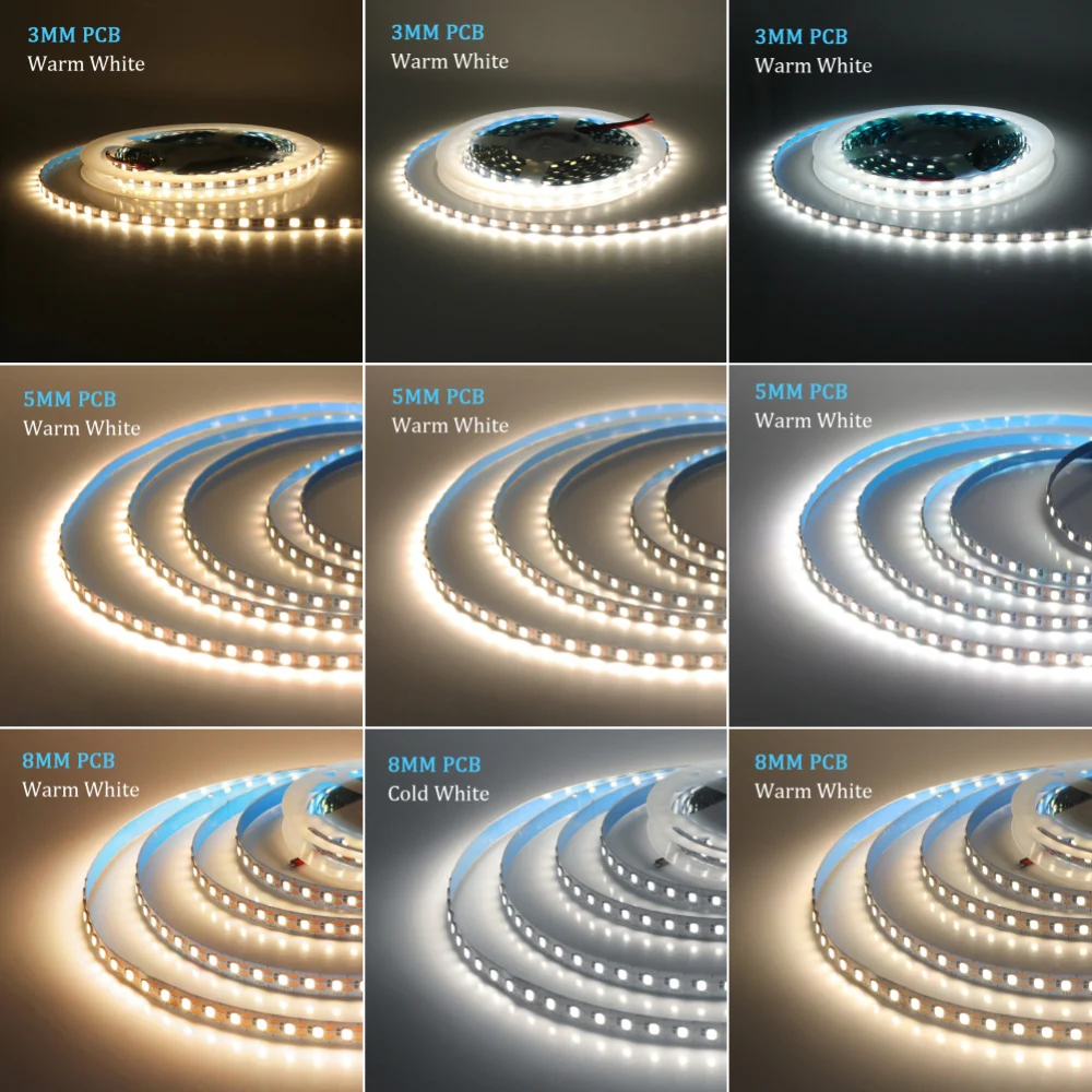 5V USB LED Strip Light 3mm 5mm 8mm PCB 2835 120 LEDs Flexible Tape Lamp Warm Natural Cold White 0.5m 1m 2m 5m Home Decoration