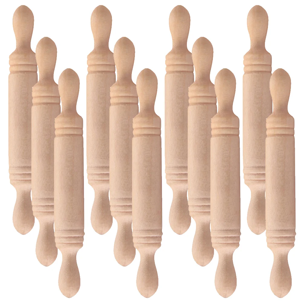 

11 Pcs Rolling Pin Toy Wooden Mini House Decor Kids Baby Tiny Stick Child Decorative