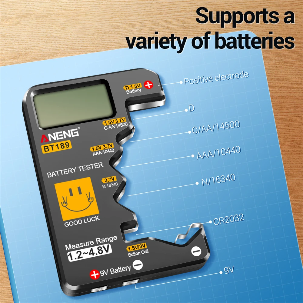 1.2 ~ 4.8V Tester baterii 9V AA AAA Pojemnik guzikowy Uniwersalny tester baterii domowych LCD Cyfrowy wyświetlacz Power Bank Narzędzie wykrywające