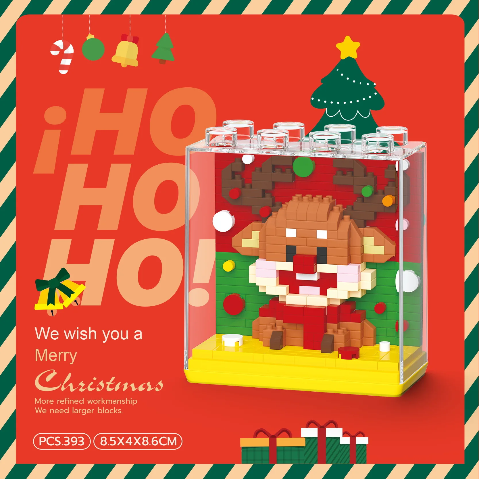 DIY 디스플레이 박스 크리스마스 트리 산타클로스 벨 쿠키맨 눈사람 엘크 선물 블록 모델 벽돌 키즈 세트 키트 장난감