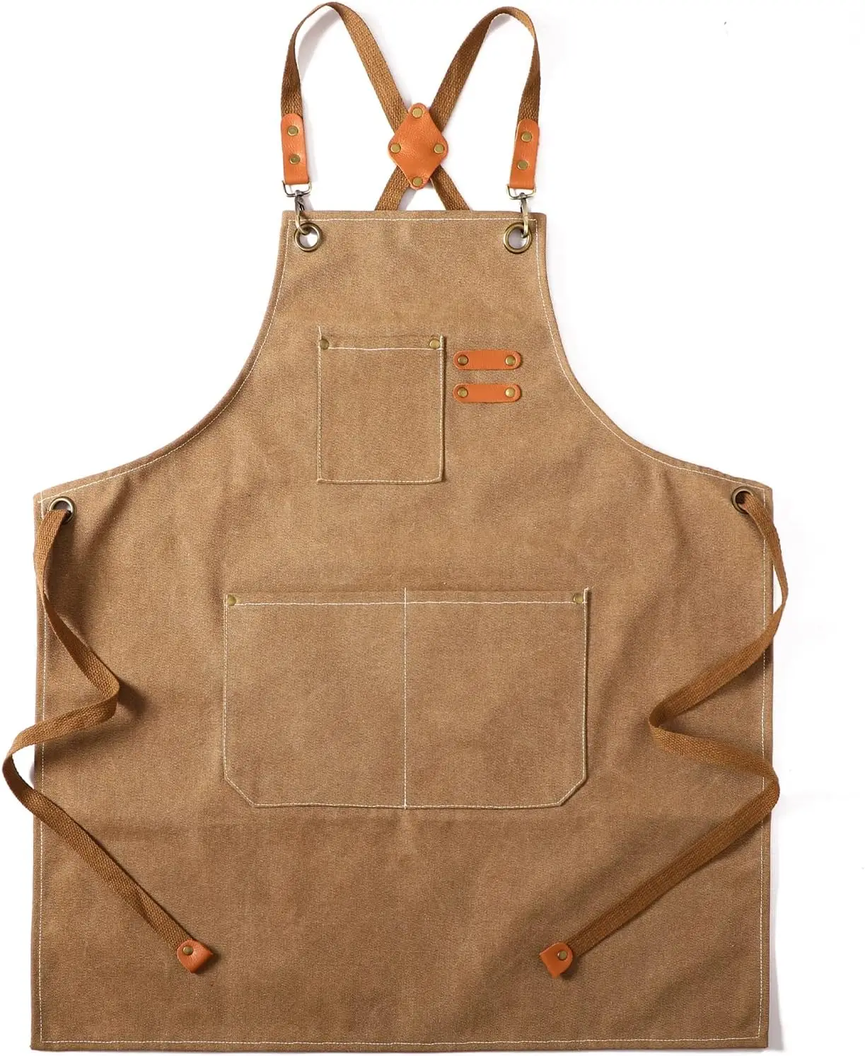 

Canvas Cross Back Chef Cotton Aprons for Men Women with Large Pockets