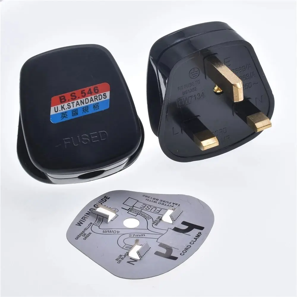 All copper injection 13A 3 Cores British Standard Triangle Assembled Adapter Power Plug Wiring Head Converters