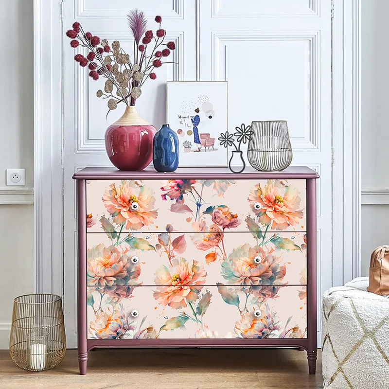 ورق جدران ريفي من الفاوانيا قابل للتقشير واللصق، ورق حائط عتيق مزين بالزهور، ورق اتصال ذاتي اللصق قابل للإزالة لديكور غرفة النوم والحمام