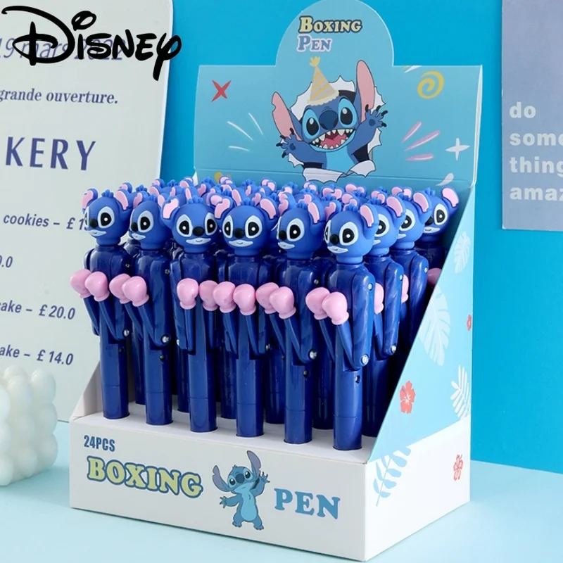 

24 шт., гелевая ручка Stitch Lilo & Stitch, студенческая ручка для письма, 0,5 мм, синяя шариковая ручка с героями мультфильмов, боксерская ручка, канцелярские принадлежности, подарки