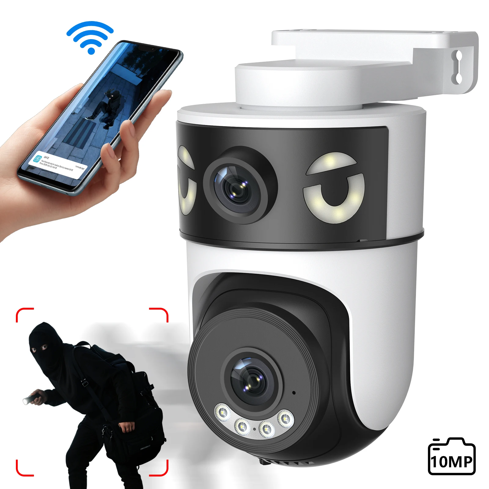 

10MP PTZ IP Camera 8MP 5K Dual Lens Outdoor 5G WIFI CCTV AI Tracking Dual Screen Security