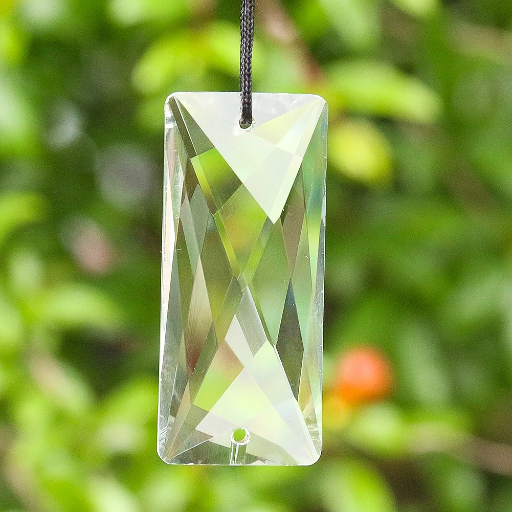 5 sztuk kryształowy wisiorek Suncatcher prostokątny pryzmat żyrandol część lampy wymień DIY szkło fasetowany wiszący koralik łącznik łańcuszka