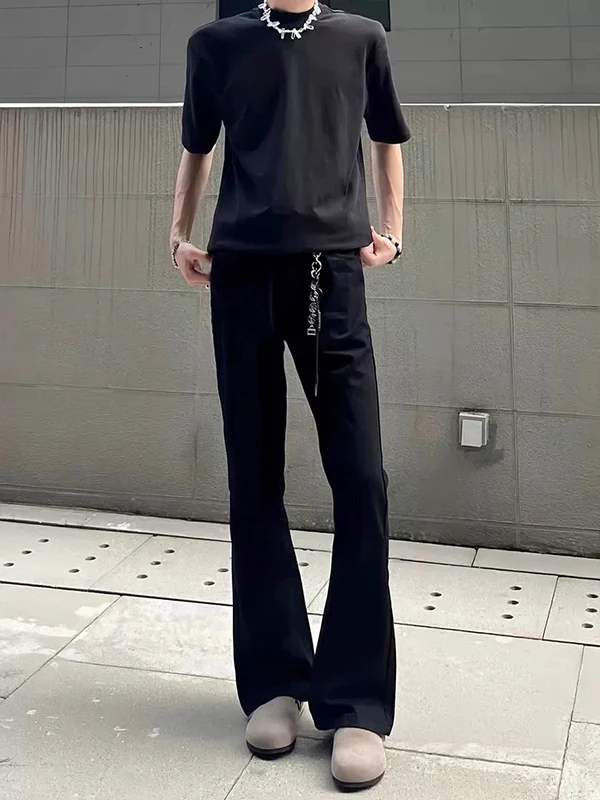 

Black High Waist Flared Straight Leg Jeans Men's Slimming Long Trousers Cleanfit American High Street Jeans Wear Resistant