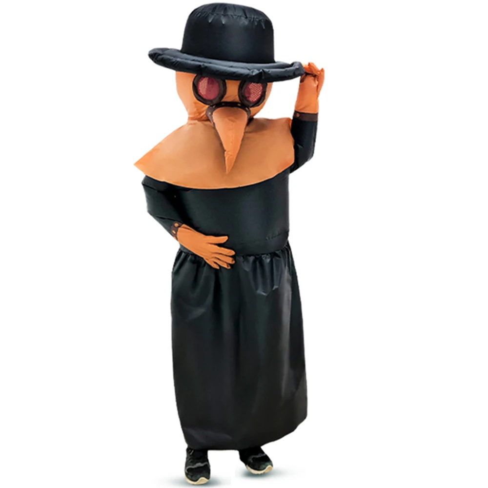 Adult Medieval Plague Doctor Inflatable Costume Carnival Halloween Party Cosplay Costumes Suits Dress for Man Woman