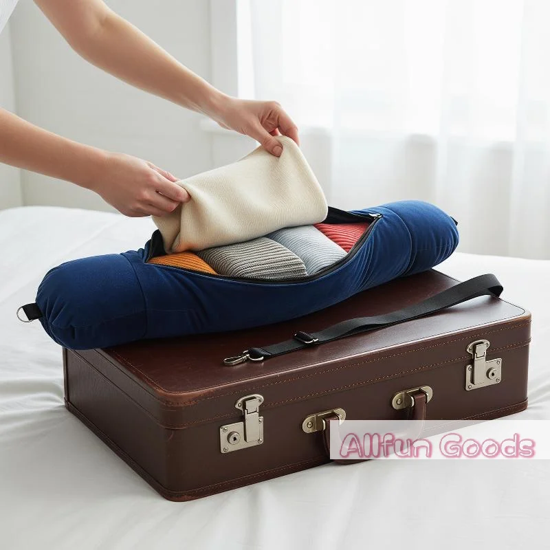 [TG835]U Shaped Fillable Travel Neck Pillow Can Hold Clothes Pillowcase Storage Soft Fabric Portable Travel Bag Pillow