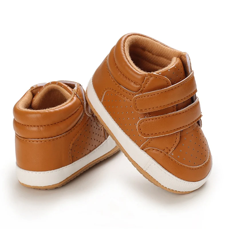 Trendy Solid Color Baby Boy Shoes: Soft PU Leather, Toddler Rubber Sole, Anti-slip (0-18 months)