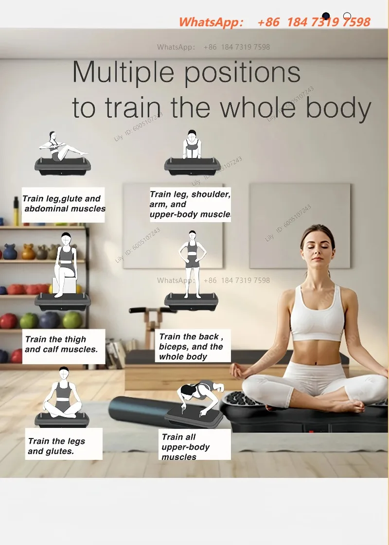 Full Body Vibration Plate Exercise Platform with Resistance Bands Remote Control for Home Fitness Training and Muscle Toning