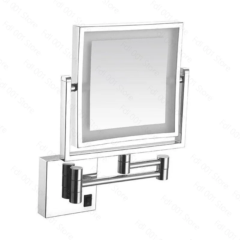 Square Double‑Sided LED Light Makeup Mirror Foldable Telescopic 360° Magnifying Beauty Mirror