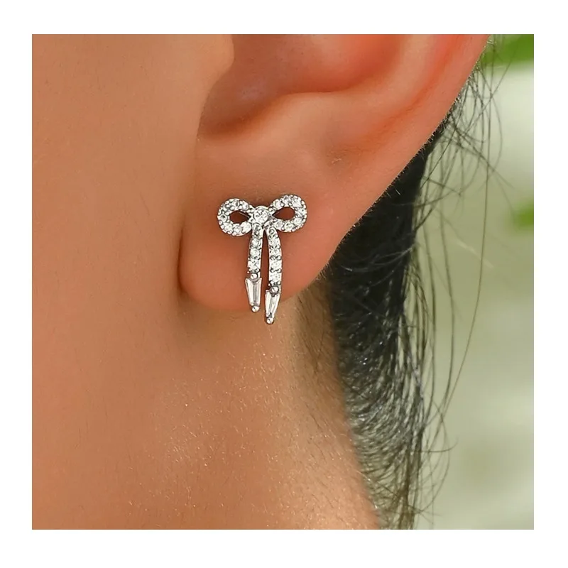 

Женские серьги-гвоздики Wind High Sense с инкрустацией цирконами и бантом, в стиле интернет-знаменитостей