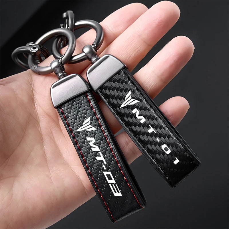 Keychain Motorcycle Carbon Fiber Leather Keychain For Yamaha MT01 MT09 MT07 MT10 MT03 MT 01 09 07 03 10 MT-01 MT-10 MT-03 image 4