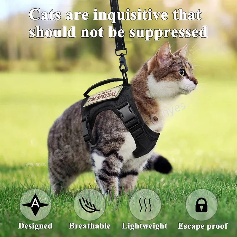 Escape-Proof Cat Harness and Leash Set,Adjustable, Tactical, Small Dog Harness with Control Handle,for Small Dogs and Cats