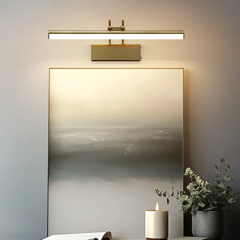 Wiring-free rechargeable mural mirror headlight led with remote control and timer gallery lighting dimmable color matching