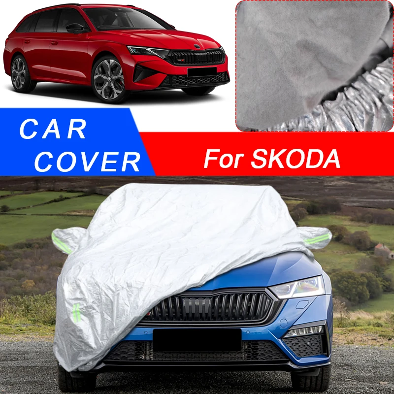 For Skoda Elroq Enyaq Fabia Kamiq Karoq Kadiaq Octavia Rapid Scala Superb Combi Sedan Thicken Car Cover DustproofSnow Waterproof