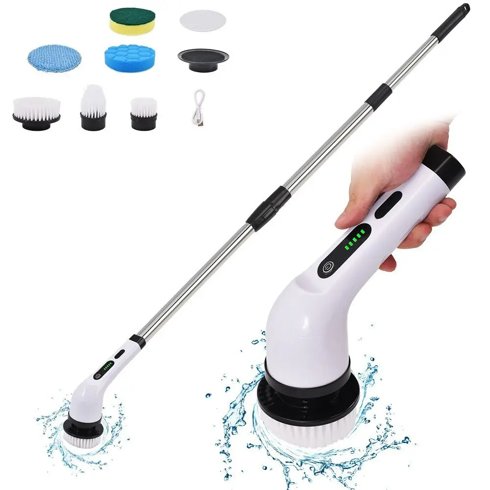 

9-in-1 Electric Cleaning Brush Rechargeable Long Handle Toilet Cleaning Scrubber Multifunctional Wireless