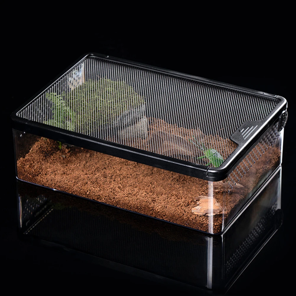 Turtle Tank With Breathable Holes Fish Tank Multifunctional Areas Full-View Aquarium For Reptile Small Pet Crawler Box