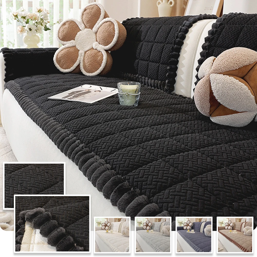 

2026 NEW Modern Thickened Quilted Sofa Cover, Velvet Fabric Edge Stitching Craft, Non-Slip Washable Living Room Seat Cushion Pad