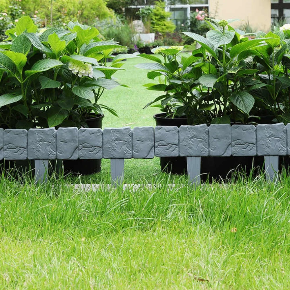 3D Stone Garden Border Silicone Mold, Concrete Fence Edging Wax Mould for DIY Resin Plaster
