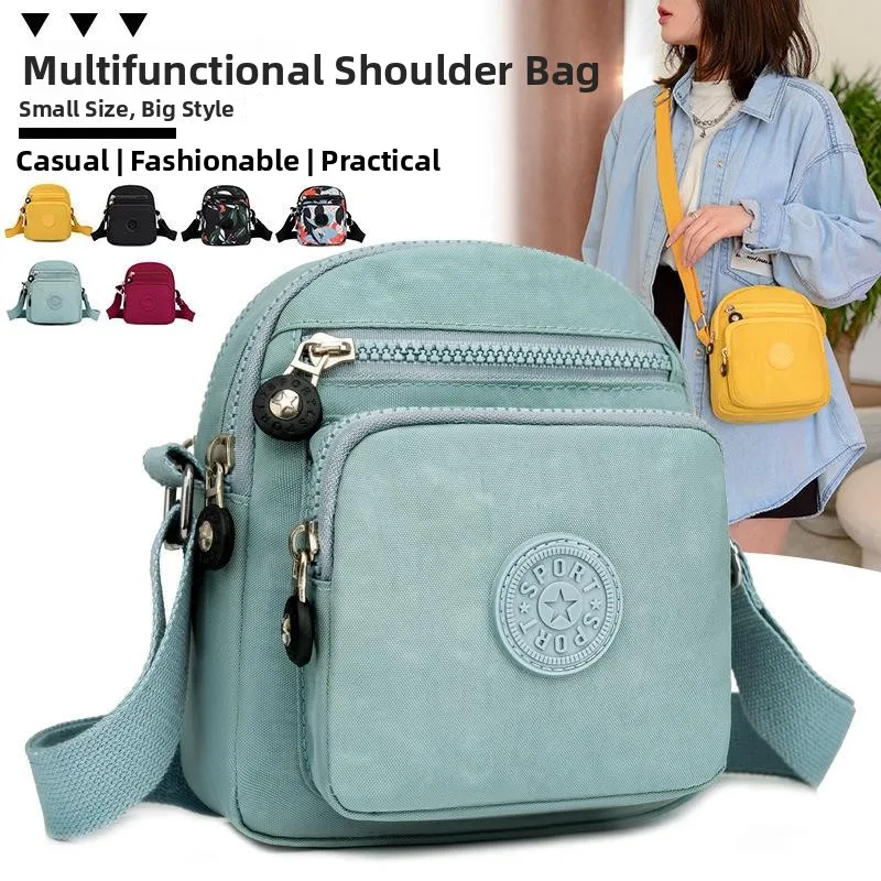 

Водонепроницаемая нейлоновая сумка для мобильного телефона, женская сумка через плечо, многослойная простая сумка для повседневного использования