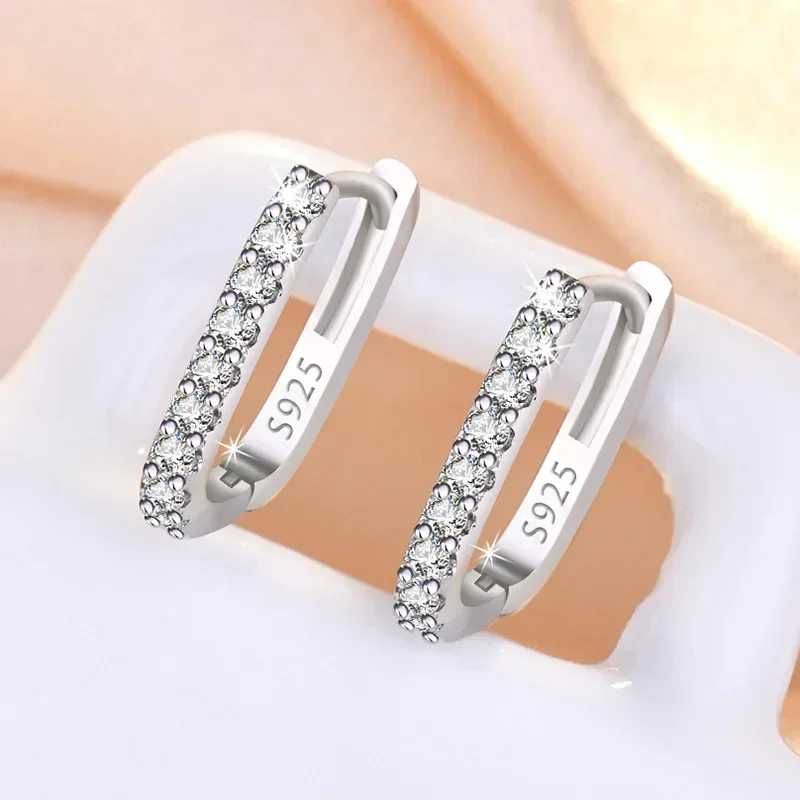 New trending Silver Plated classic Crystal Jewelry Fashion Zircon Circle Hoop Earrings for Woman Wedding Party Birthday Gifts