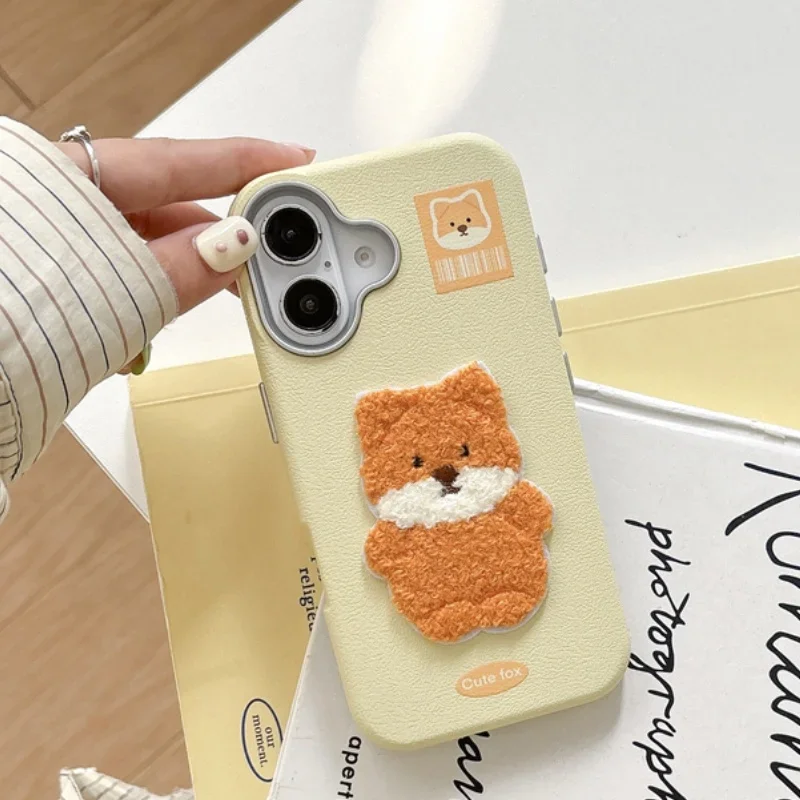 Autumn Winter Embroidered Jellycat Cake Penguin Bear Suitable for Apple 16 15 Pro Max IPhone 14 Couple Phone Case IPhone Cover