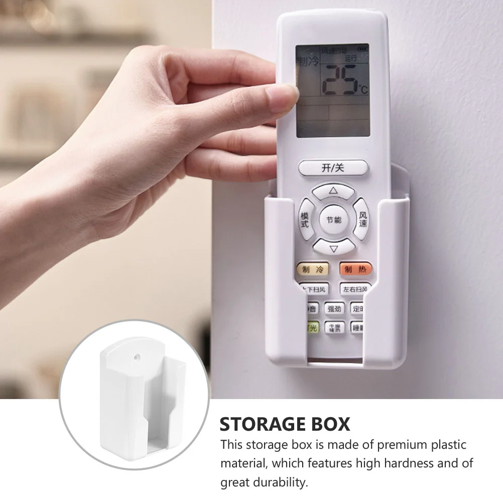 Remote Control Holder Storage Box Wall Phone Charging Case Hanging Controller White Organizer