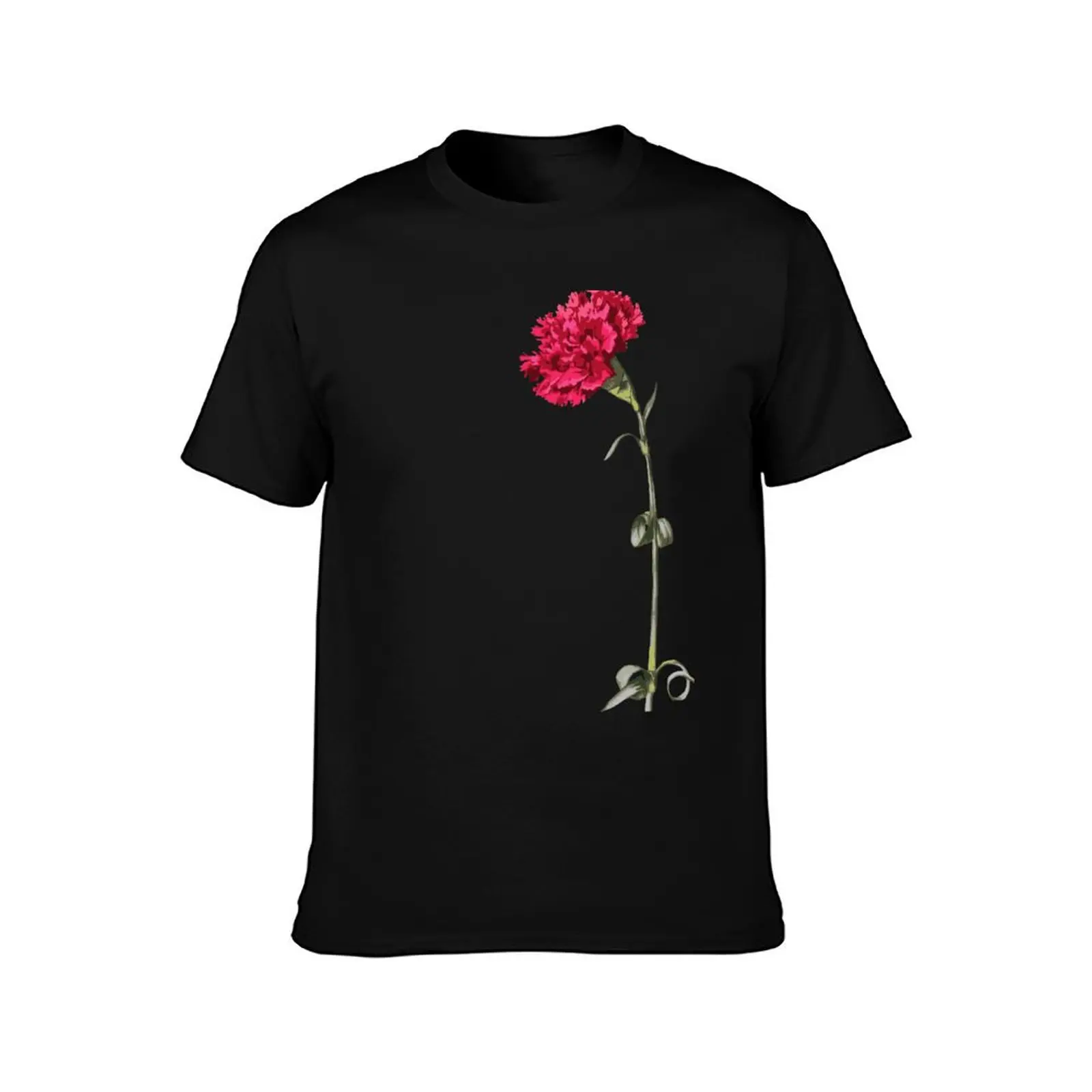 Single Stem Red Carnation Isolated T-Shirt Christmas Theme Tee Top T-Shirt