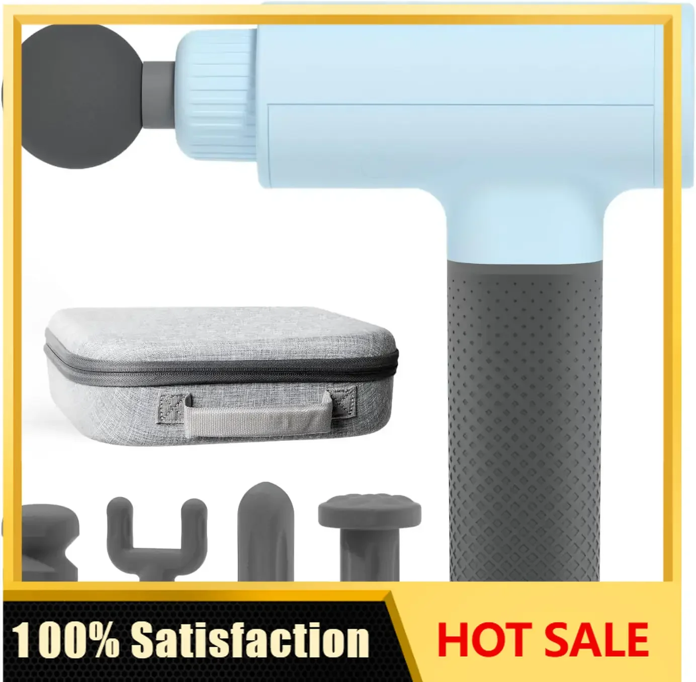Deep Tissue Percussion Massage Gun, Powerboost Rechargeable Handheld Massager, 6 Adjustable Speeds, 5 Attachment Heads