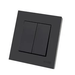 WESA Black Frosted Wall Rocker Switch Flame retardant Plastic Panel Double Button 2 Gang 1 Way Light Wall Switch On And Off AC