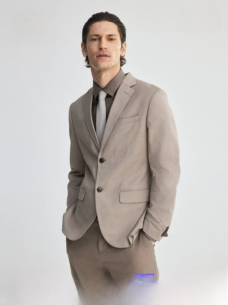 

H&M Stand Fit Double Breasted Suit Jaet Long Sve Youthful Energy Sle Dual Slit Ba Regular Thin Autumn